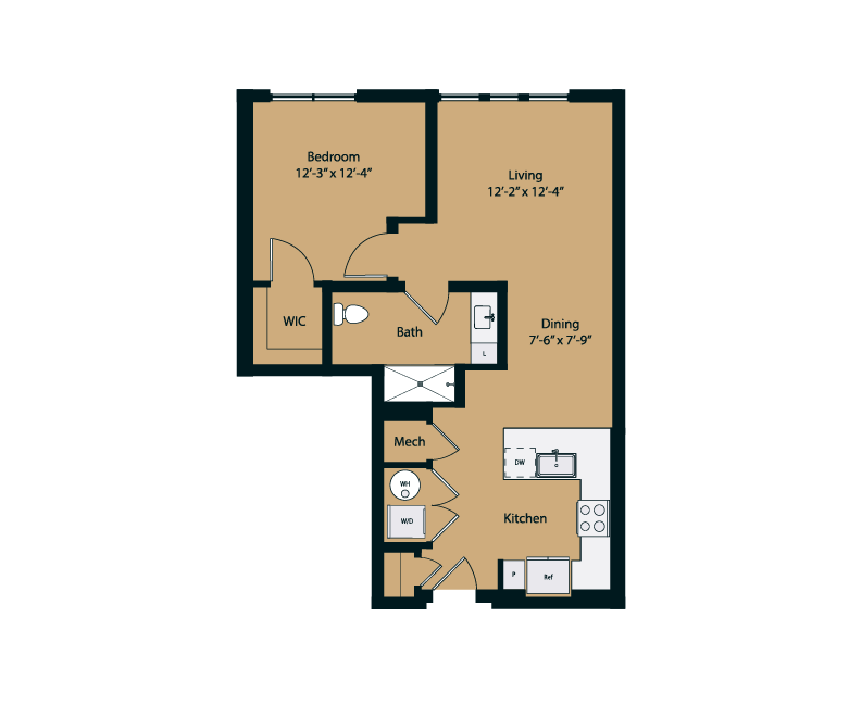 Floor plan layout diagram for 1A-1